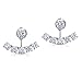 Sterling Silver 925 Front Back 2 in 1 Cubic Zirconia AAA Quality Stud and Ear Jacket Cuff Earrings Set