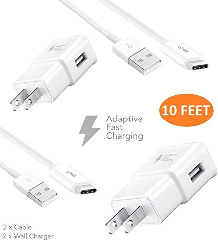 LG V30 USB-C (Type-C) 2.0 Cable Kit by Ixir (2 Wall Chargers + 2 Type-C Cables) Adaptive Fast Charging 50% faster charging!