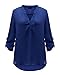 ZANZEA Women's Plus Size Chiffon Solid V Neck Cuffed Sleeve T Shirt Blouse Tops
