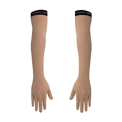 Young Wings Women’s Antibacterial Full Arm Cotton Gloves, Dusts, Sun & Pollution protection Hand Gloves (Pack of 1 – Pair, UPF 50+) (Skin)