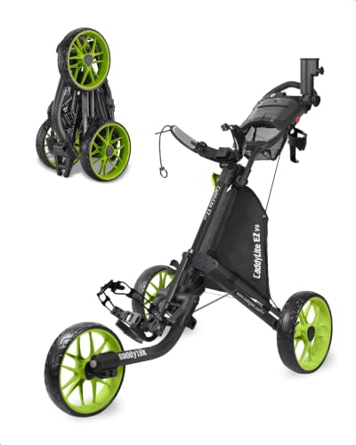 CaddyTek Caddylite EZ V8 – EZ-Fold Golftrolley mit 3 Rädern, zum Schieben, zusammenklappbar, CaddyLite EZ Version 8 Lime, Lime, Einheitsgröße