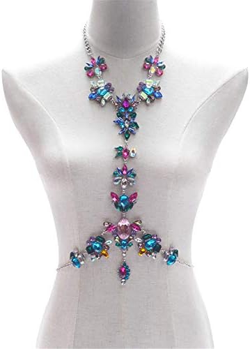 Backless Tank Top Bra Body Chain Crystal Body Necklace Necklace Rhinestone Waist Chain Sexy Glamorous Jewelry Bra Body Chain Necklace Party,Body Jewelry Fash (Color : Multi-colored)
