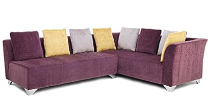 Zikra Lifestyle Solutions Sal Wood 5 Seater L-Shaped Sofa Set (Purple, Standard)
