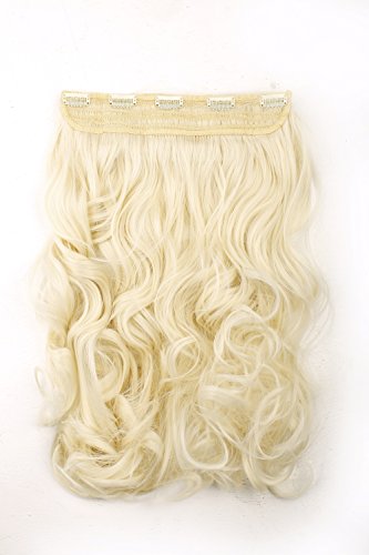 SWACC 20″ Women 3/4 Full Head Instant One Piece Curly Body Wave Heat Resistance Synthetic Clip in Hair Extension (Platinum Blonde-60#)