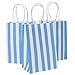 Road 5.25x3.25x8 Inches 50pcs Stripes Kraft Paper Bags, Retail Bag, Merchandise Bag, Gift Bag, Party Bag (Blue) primary