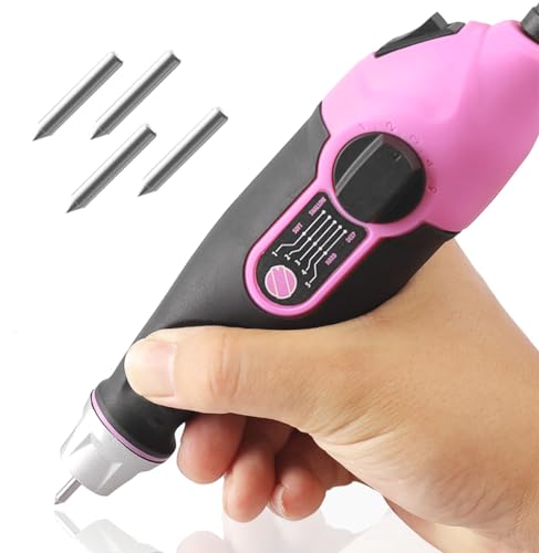 UTOOL Engraver Pen with Letter/Number Stencil, 24W Handheld Etching Tool for Wood Metal Glass Engraving with 4 Replaceable Tungsten Carbide Steel Bits