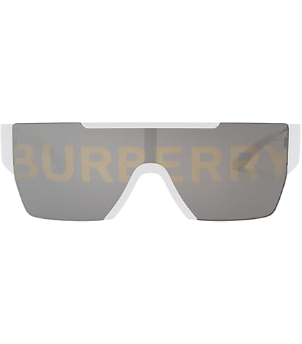 Burberry BE4291 White Frame Shield Sunglasses with Grey Lens and Gold Logo Burberry BE4291 Shield Sunglasses | Fashion Eyewear main image 3