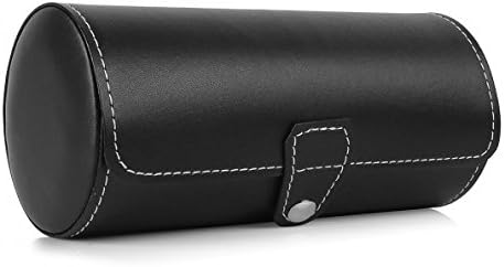 Oineh Leatherette Roll Traveler's Watch Storage Organizer for 3 Watch and / or Bracelets (Black)
