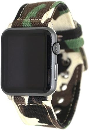 Nylon Fabric Apple Watch Replacement Band Sport Wrist Strap Watchbands Bracelet Connector for Apple Watch Series 3 and Series 2,Series 1,Sport,Hermes,Nike+,Edition(42mm green camouflage)