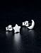 Sterling Sliver Star and Crescent Moon Stud Earrings for Ladies Asymmetric Mother's Day Gifts Birthday Gifts for Women Anniversary Daughter Her Gifts for Girlfriend Wife Mom Sister Jewelry