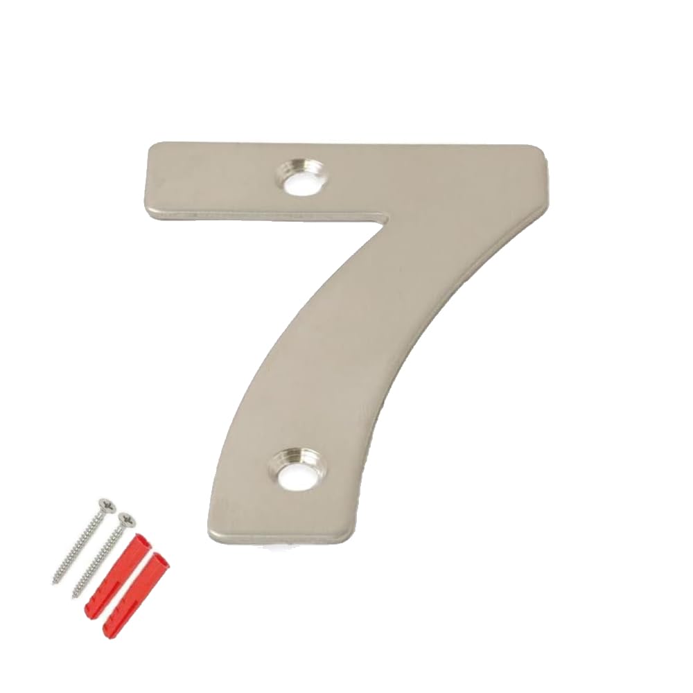 SISI UK® Stainless Steel Front House Door Numbers with Brushed Finish Large 6'' with fixings (Number 7)