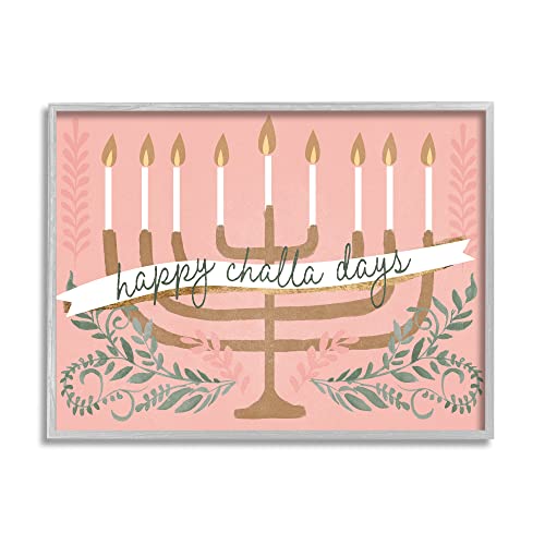 Stupell Industries Happy Challa Days Charming Menorah Festive Botanicals,Design…