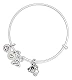 Rhodium Plated Pewter Charm Bangle Bracelet - Irish Dance Hard Shoes