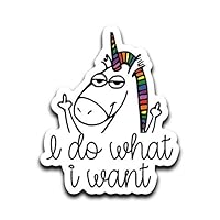 More Shiz I Do What I Want Unicorn Middle Finger Vinyl Decal Sticker Car Truck Van SUV Window Wall Cup Laptop - One 5.5 Inch Decal- MKS0653