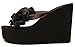 IDIFU Women's Boho Flowers Wedge Platform Flip Flops Sandy Thong Sandals With Heels Black 8 B(M) US