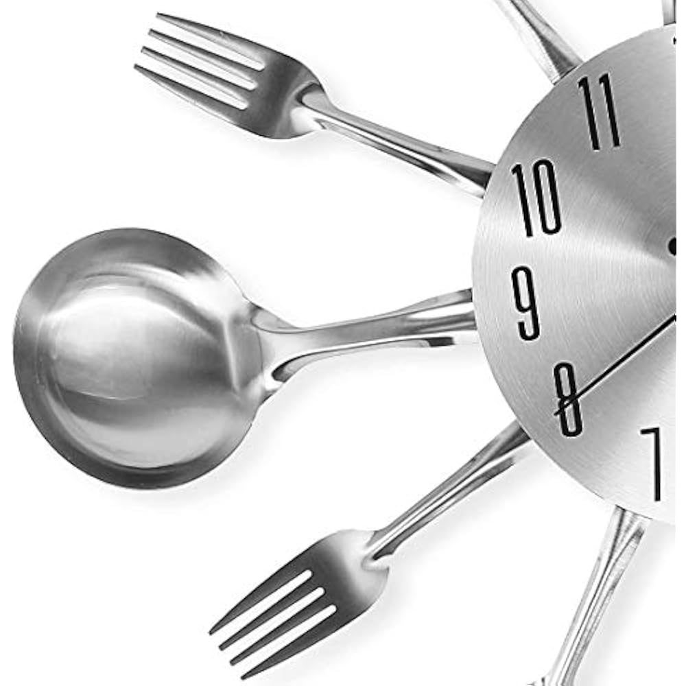 Cigera 14" Kitchen Cutlery Wall Clock With Forks And Spoons For Home
