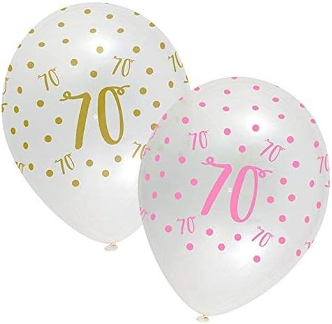 Creative Party Clear Print Birthday Balloons, 6 70th Birthday Balloons, party decorations, premium 70th birthday decorations, RB316