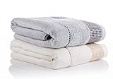 Taprilt Durable Antibacterial Bamboo & Cotton, Bath Towels, 450Gsm, Set of 2, (Beige, Blue)