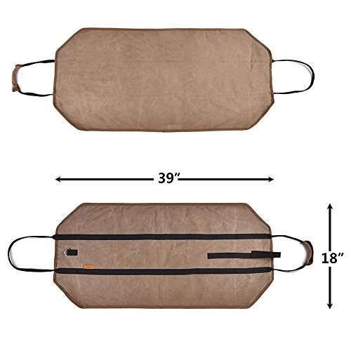 DUANGMUERS Waxed Canvas Log Carrier, Durable Firewood Tote Bag, Fireplace/Stove Accessory, Washable Heavy Holder with Handle for Camping (39"x18")