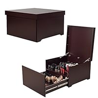 Organizedlife High-Capacity Brown Shoe Box Cabinet Seat with Drawer Modern