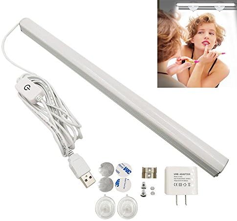 LED Vanity Mirror Light, Portable Vanity Lights Mirror Makeup Light Bathroom Lighting Kit with Brightness Infinite Adjustable, Touch dimming switch, USB Powered Cosmetic Lamp