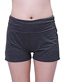 HDE Women's Maternity Yoga Shorts Stretch Pregnancy Shorts Fold Over Waistband (Charcoal Gray and Charcoal Gray, Large)