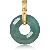 QVFVJA Real Green Jade Pendant for Women Donut/Heart/Rose/Lotus/Flowers/Clover/Teardrop Genuine Certified Jadeite Charm Jewelry with Rope Chain