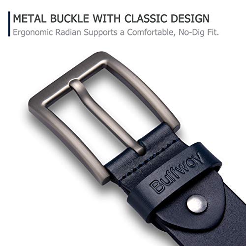 Buffway Mens Belt Heavy Duty Italian Leather Causal Dress Belts for Men with Classic Buckle 32