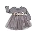 Toddler Kids Baby Girls Knitted Tulle Cap Tutu Dresses Jersey Dress Outfit(9-18months, Grey)