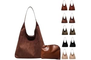 LRAMKUY Brown Suede Tote Bag - Women's Shoulder Bag with Suede Tote Option