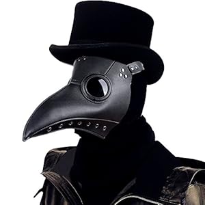 Raxwalker plague doctor Bird Mask Long Nose Beak Cosplay Steampunk Halloween Costume Props (black)