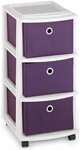 Plastic Frame with 3 Sturdy Fabric Purple Drawers Mobile Organizer