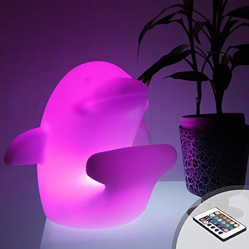 Table Night Mood Lamp,Coolqing Waterproof Decorative Bedroom Table Dolphin Night Light,RGBW 16 Colors,Rechargeable,IR Remote,Ideal for Bedroom,Restaurant,Bar,Party, Indoor &amp; Outdoor Lightning Decor