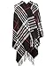 2PLY 100% Cashmere Blanket Oversized Scarf OS Tartan Nova Check Scotland Wool Plaid (Black White Nova Tartan Check Plaid)