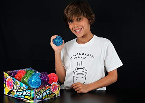 JA-RU Light Up Rubber Spike Balls (Pack of 4 with Flashing Lights) | Great Fidget Toy for Kids | Bulk Bouncing Sensory Balls | Plus 1 Bouncy Ball. #695-4p