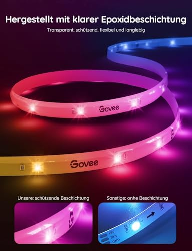 Govee 10 m RGBIC Pro LED Strip Lights, Smart LED Strip Lights that work with Alexa and Google Assistant, Coated Strip Lights to Sync with Music, App Control, Colour Changing, Suitable for the Home, Bedroom, Gaming