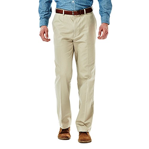 Haggar Men's Work To Weekend Hidden Expandable Waist No Iron Plain Front Pant,Khaki,40x32