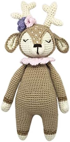 Deer Baby, 9" – Amigurumi Stuffed Crochet Knitted Toy, 100% GOTS Organic Cotton Yarn, Hand Made Heirloom Soft Organic Amigurumi Doll, Ethically Made in Turkey