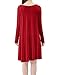 Tandisk Women's Long Sleeve Casual Loose T-Shirt Dress Burgundy S