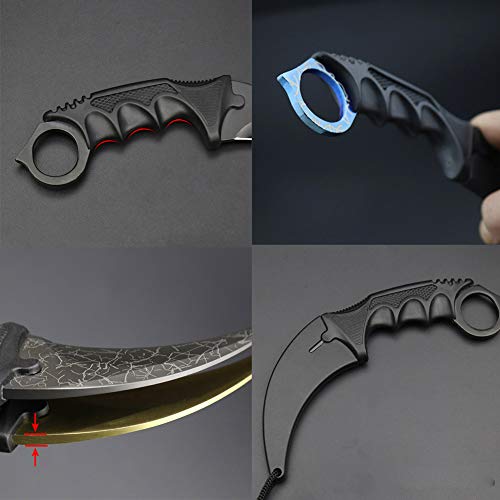 Wetop Karambit Knife, CS-GO for Hunting Camping Fishing Self Defenses and Field Survival, Stainless Steel Fixed Blade Tactical Knife with Sheath and Cord (Blue).