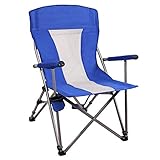 REDCAMP Folding Camping Chair for Adults, Sturdy Steel Comfortable Portable Chair for Heavy People Outdoor Sports Events Hunting Fishing Travel, Blue and White