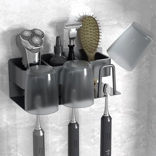 Support pour brosses à dents, brosse électrique, aluminium spatial, couleur gris, sans perçage
