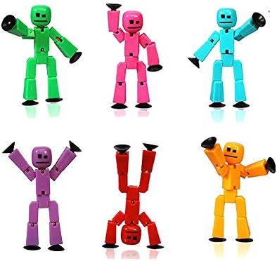 Volov Man 6 pcs/Set Random Human Stikbots Light Blue/Green/Yellow/Red/Purple/Orange Stikbot Action Figure