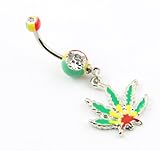 Belly Button Ring Pot Leaf Dangle 14g 7/16