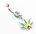 Belly Button Ring Pot Leaf Dangle 14g 7/16" Piercing Belly Button Barbell Surgical Steel Bar + 1 Retainer