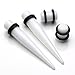 PiercingJ 4pcs 12g-0g- 1/2" Acrylic Taper + Straight Gauge Ear Plug Stretcher (White)
