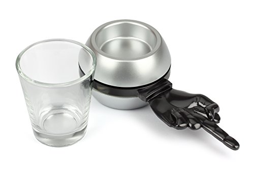 Barbuzzo Middle Finger Spin the Shot - Drinking Game with Attitude - Pour a Shot, Spin the Finger & See Who Drinks - Includes 2 Ounce Shot Glass - Great Gift for Home Get Togethers, Parties, Tailgates