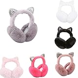 Foshin 1 PC Women Cartoon Cat Ears Design Windproof Warm Adjustable Earmuffs