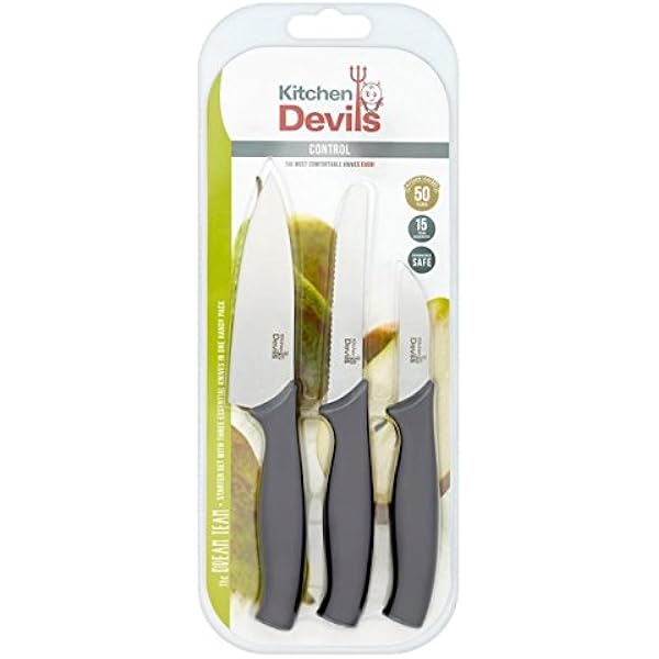 Amazon Com Kitchen Devils Control Starter Set Stainless Steel Black 3 Pce Home Kitchen