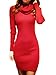 v28 Women Cowl Neck Knit Stretchable Elasticity Long Sleeve Slim Fit Sweater Dress